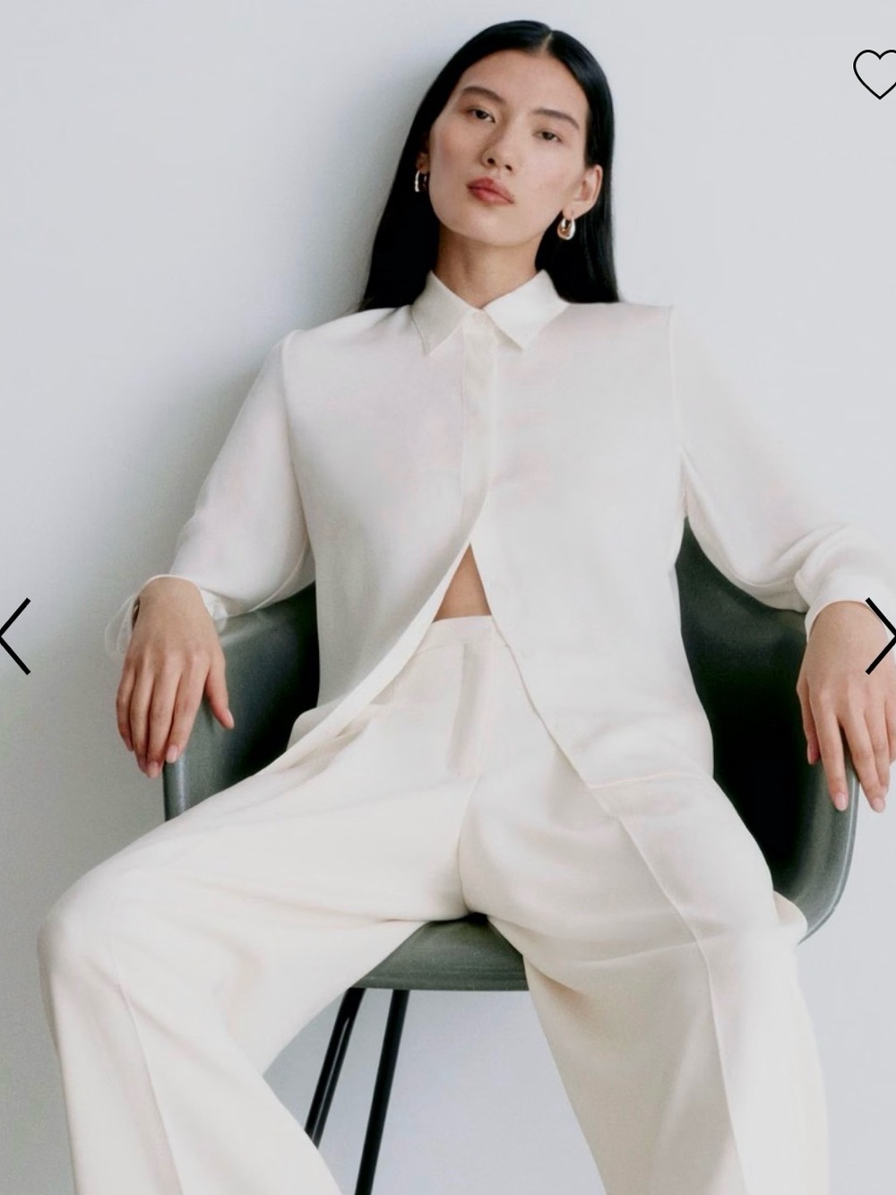 Theory Georgette Silk Cream Collared Blouse
